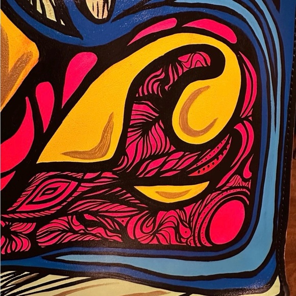 Hand Painted custom vibrant abstract large tote bag, very good condition - Picture 3 of 7